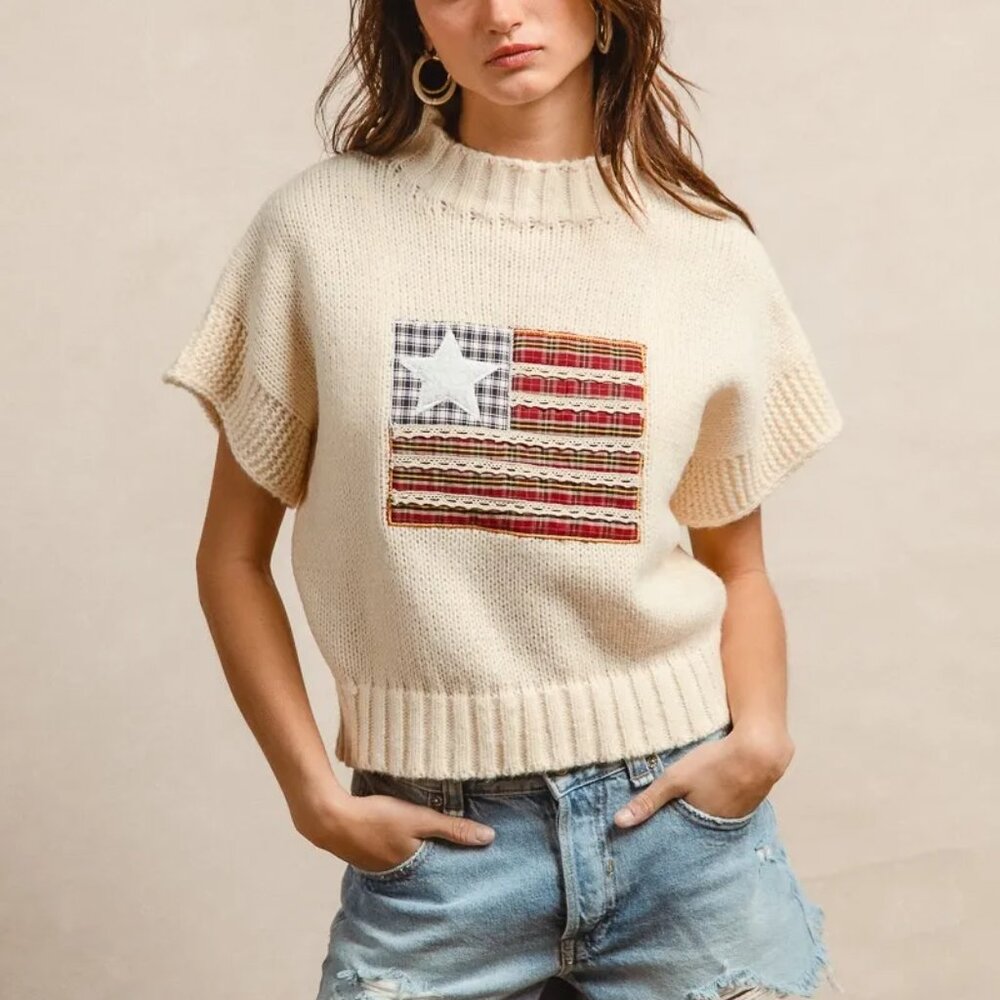 BiBi American‎ Flag Patchwork Drop Shoulder Sweat… - image 12